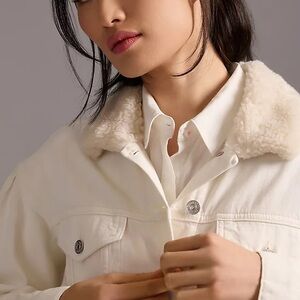 Paige White Denim & Sherpa Jacket - Large - NWT